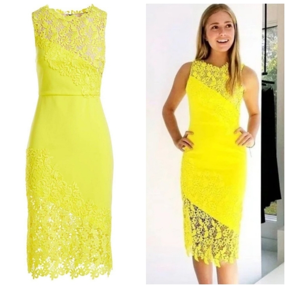 Alice + Olivia Dresses & Skirts - Alice + Olivia Margy Floral Guipure Lace Midi Dress Size 4 NWOT